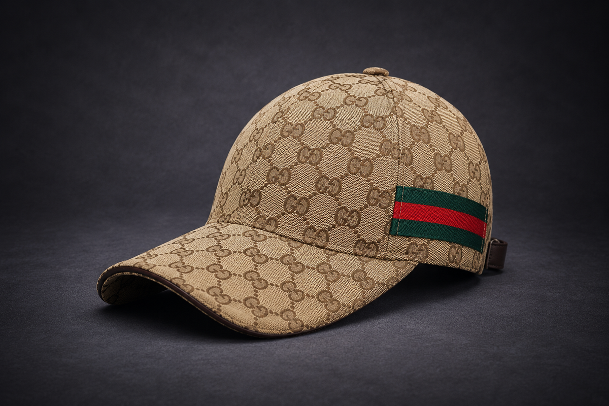 Men's Monogram Baseball Cap Vintage Designer Style Green Red Stripe Adjustable Hat