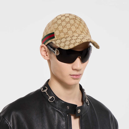 Men's Monogram Baseball Cap Vintage Designer Style Green Red Stripe Adjustable Hat